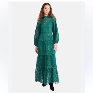 COPY - Farm Rio Dark Green Guipure Maxi Dress